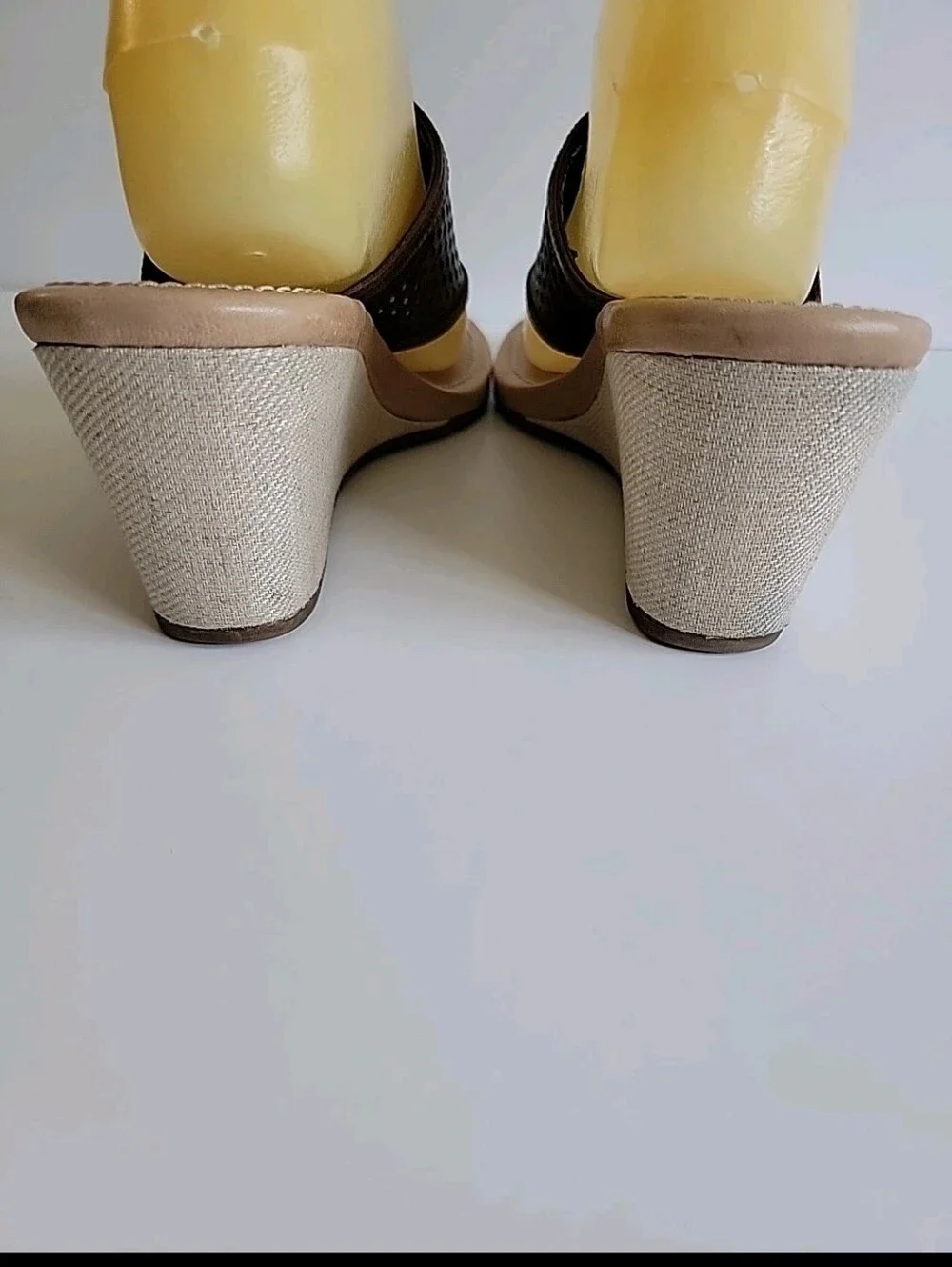 UGG Solena Wedge Sandals Brown Leather Lattice - Open Toe